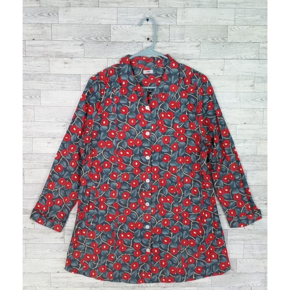 Men's Tulip Button Down Shirt Dress Shirt Top Size Small S Floral Print